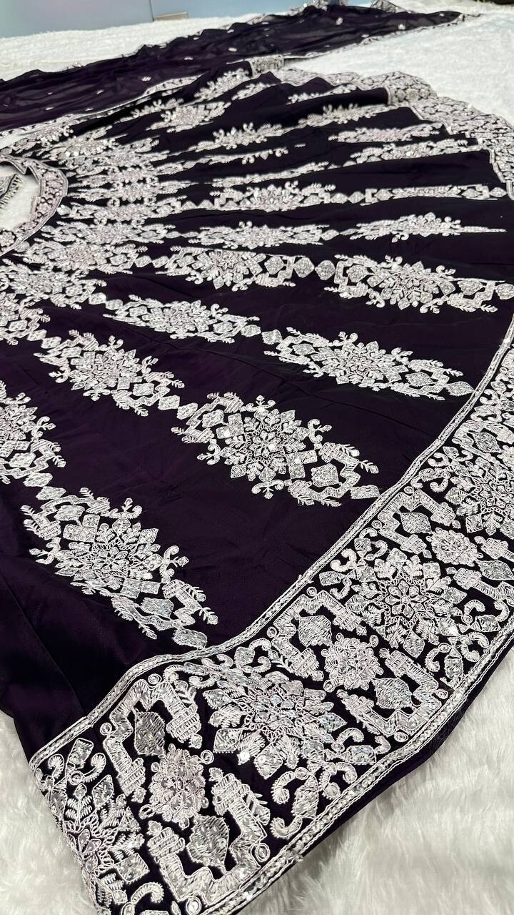 Latest Kasturi Silk Dark Violet Lehenga Choli With Heavy Dupatta For Function