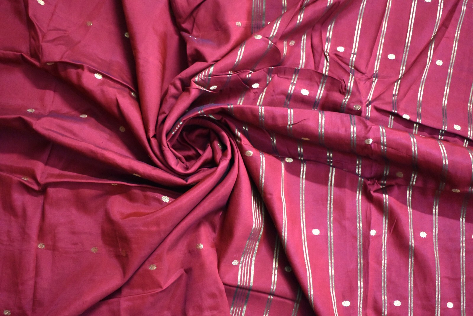 FNC Vintage Red Sarees Pure Satin Silk Brocade/Banarasi Zari Sari Fabric