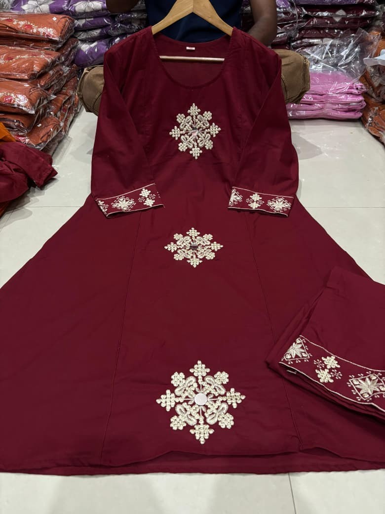 Maroon Kurta Palazzo Dupatta Set, Indian Designer Salwar Kameez Readymade Suit
