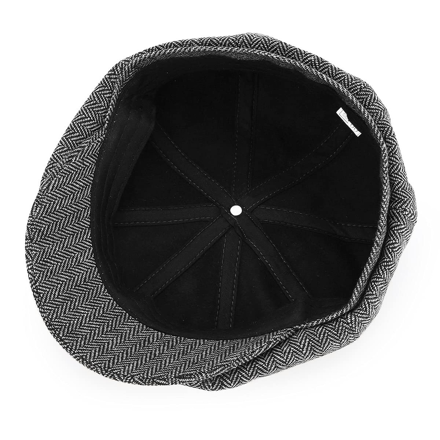 Newsboy Cap for Men Herringbone Tweed Wool Blend Vintage Flat Cabbie Cap