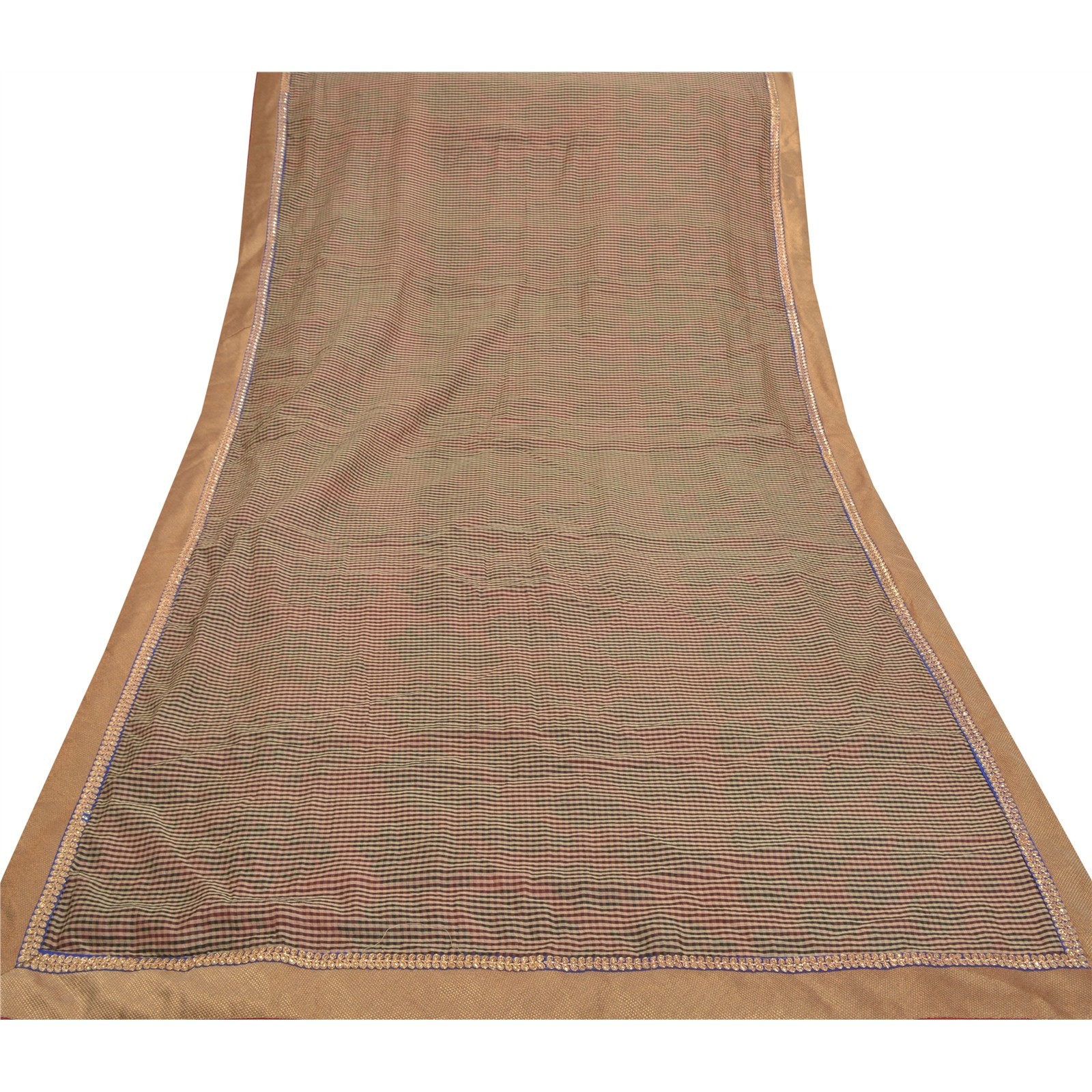 Sanskriti Vintage Pink &Cream Sarees Pure Georgette Embroidery Woven Sari Fabric