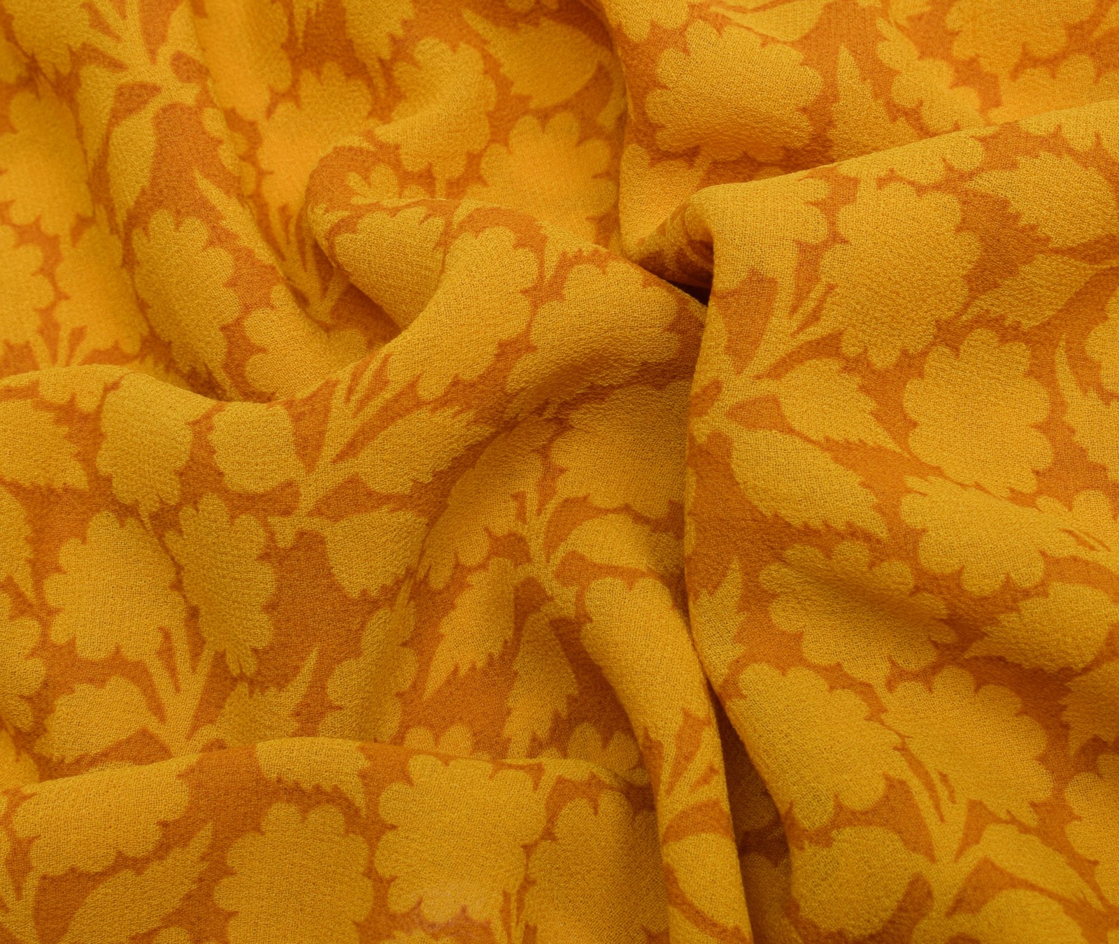Sushila Vintage Mustard Saree Pure Georgette Printed & Embroidered Sari Fabric
