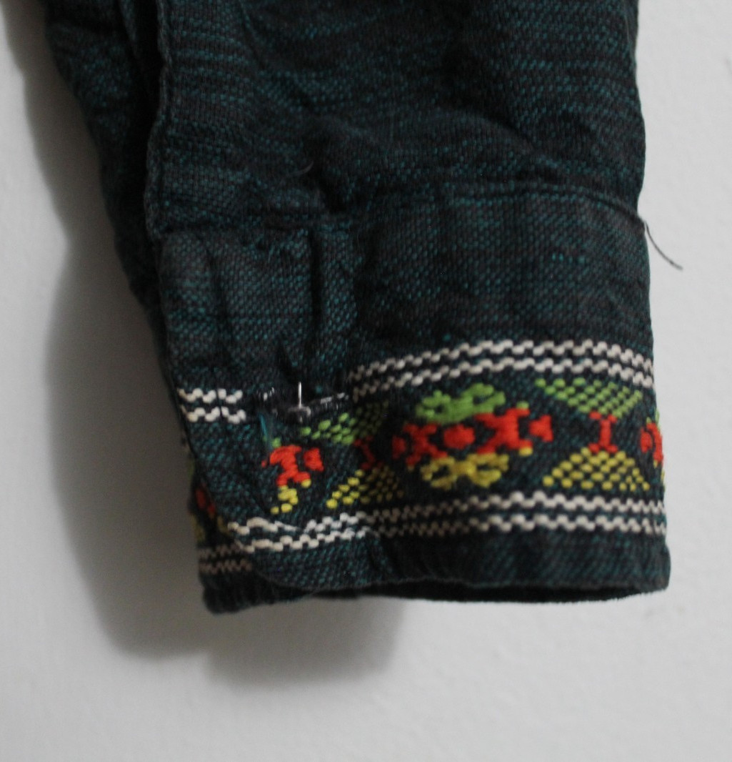 VTG Guatemalan Handwoven Quetzel Peacock Button Down Aztec Shirt Jacket Pockets