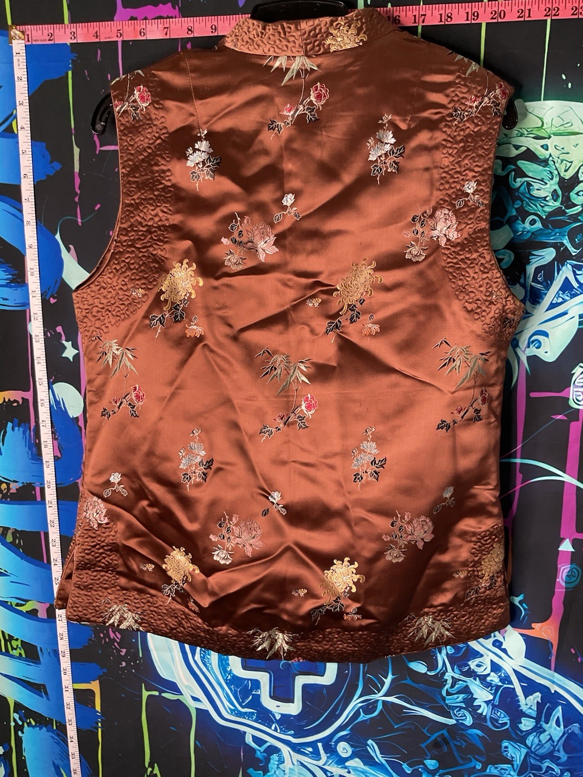 Vintage Peony Brand Shanghai China Green Floral Padded Vest