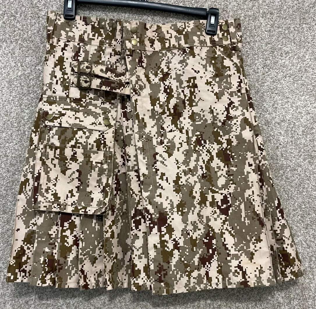 Tactikilt Tactical Commando Kilt Mens Size 34 Digital Camo Beige Cargo Battle