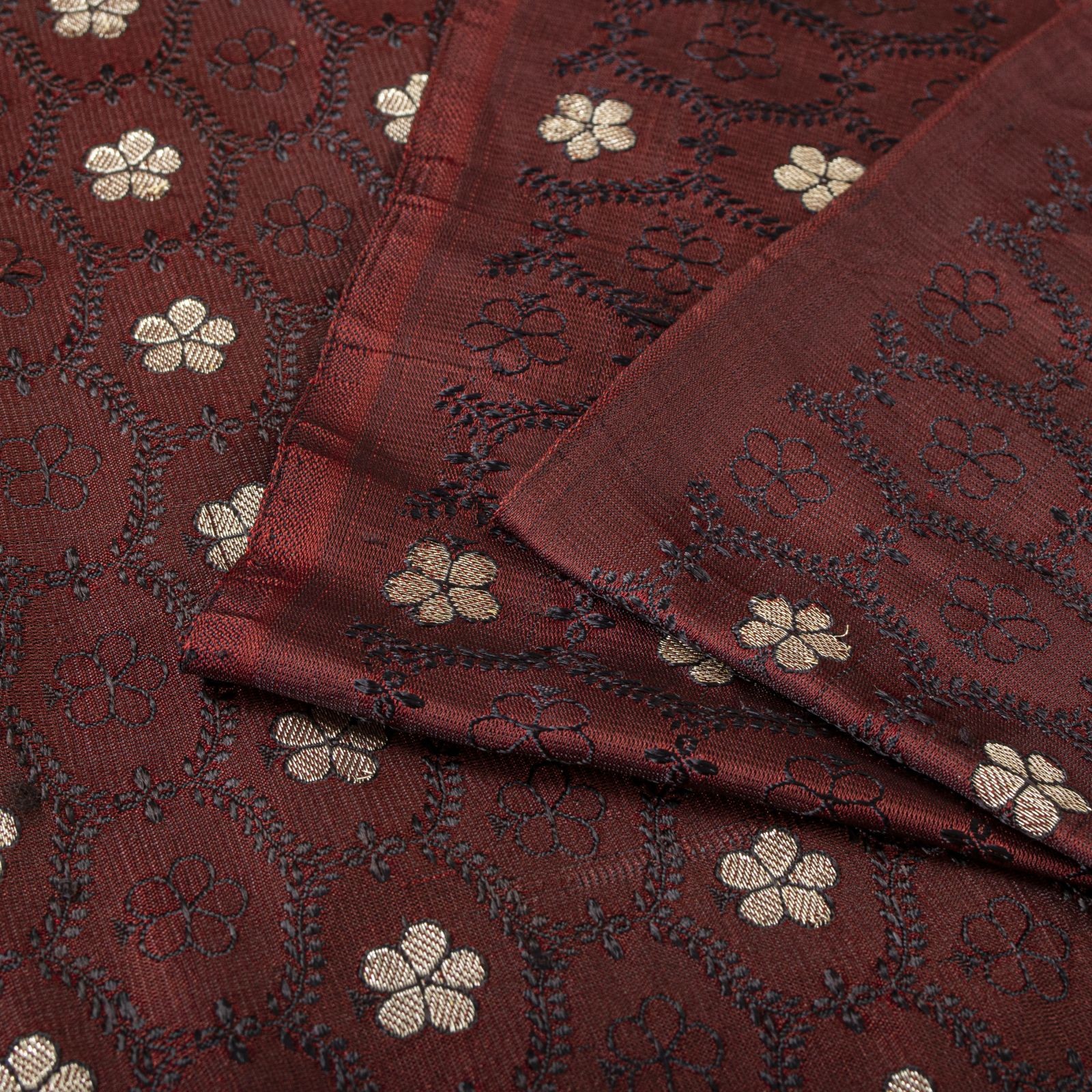 Sanskriti Vintage Dark Red Pure Silk Saree Banarasi Brocade Zari Hand-Woven Sari