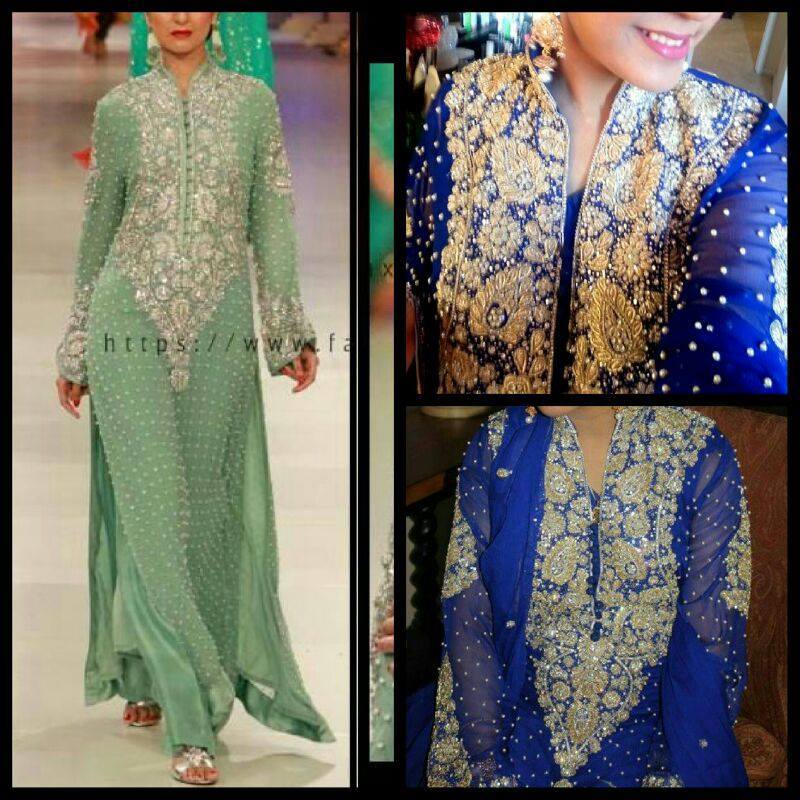 PARTY WEAR MULTI EMBROIDERY GREEN GOLD RED ANARKALI SALWAR KAMEEZ S/M/L/XL