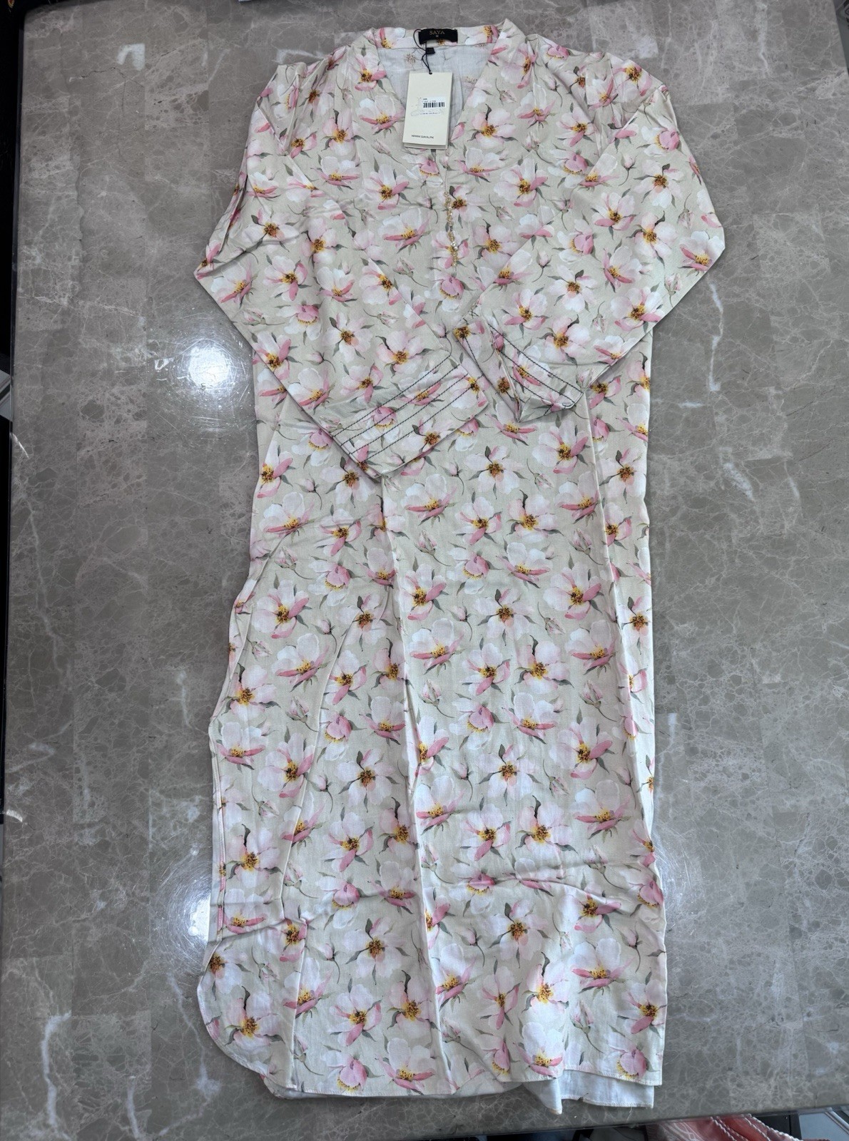 SAYA Modest Floral Matching Set | 2-Piece Stitched Lawn Suit | Small