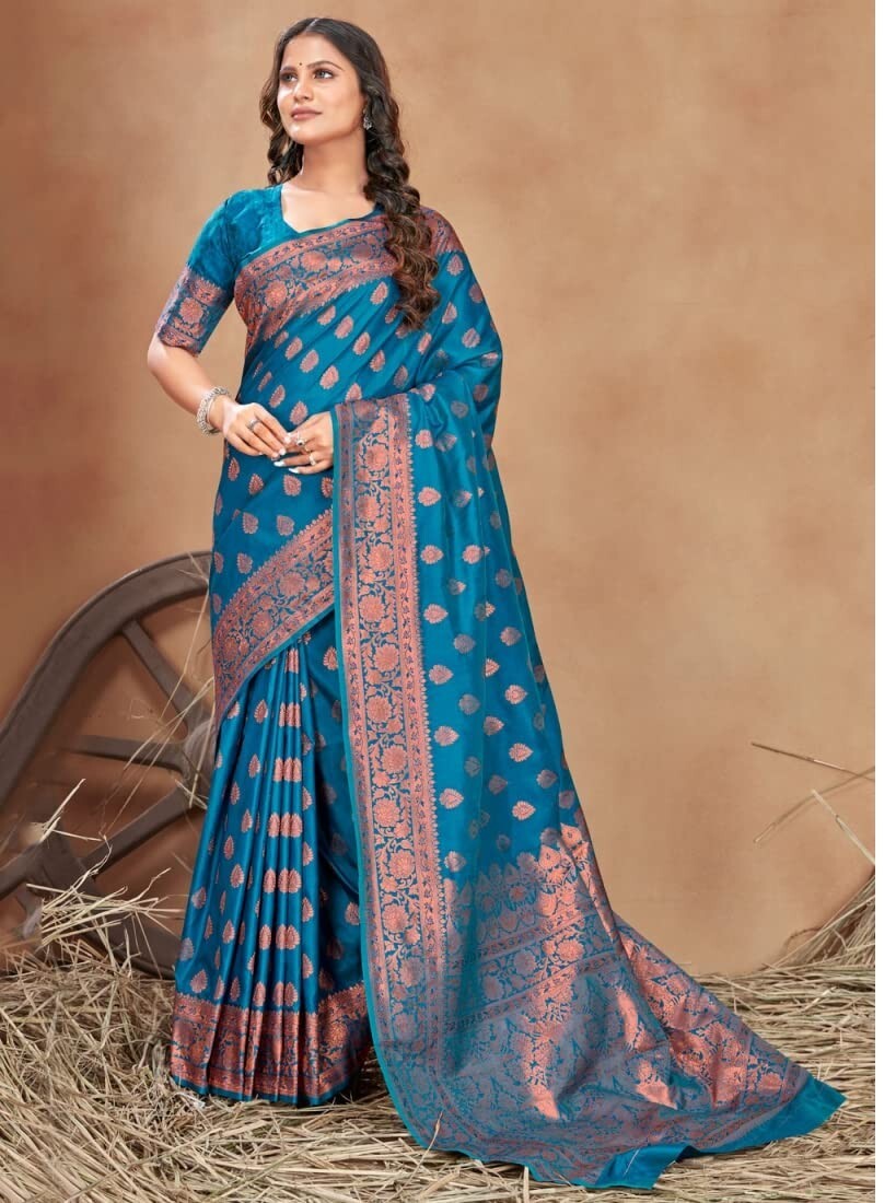 TRADITIONAL PARTY WEAR SOFT SILK INDIAN WEDDING WEAR KANJEEVARAM SAREE SARI