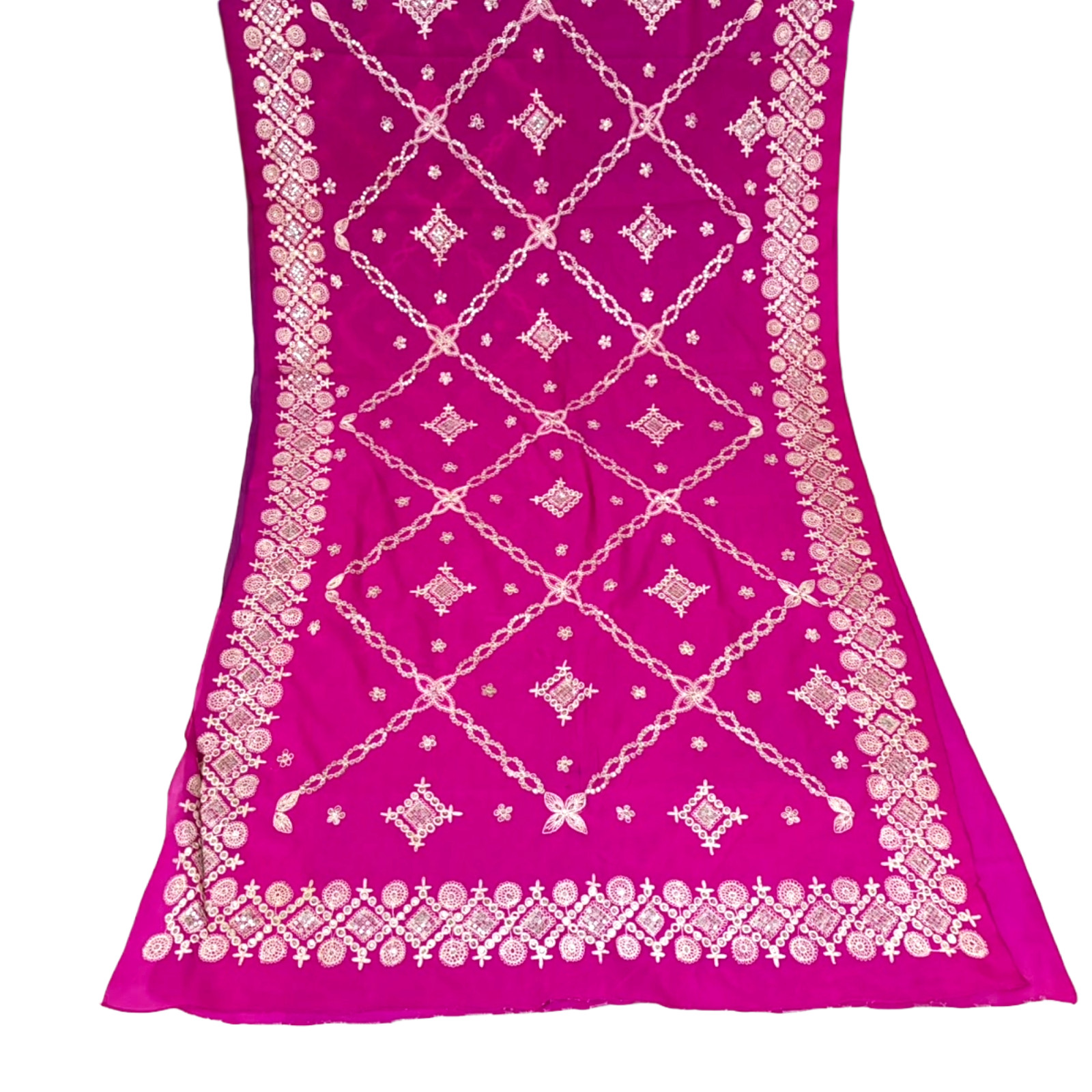 Pink Bridal Dress Traditional Attire Women Wrap Georgette Used Embroidered Saree
