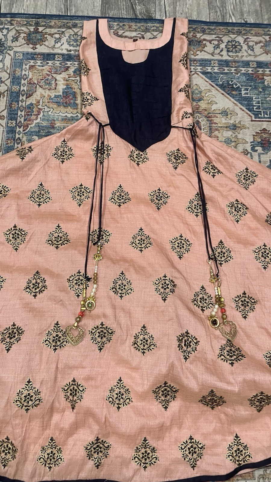 Women’s Indian Anarkali Suit Dress Top with Dupatta Pink Floor-Length S/M
