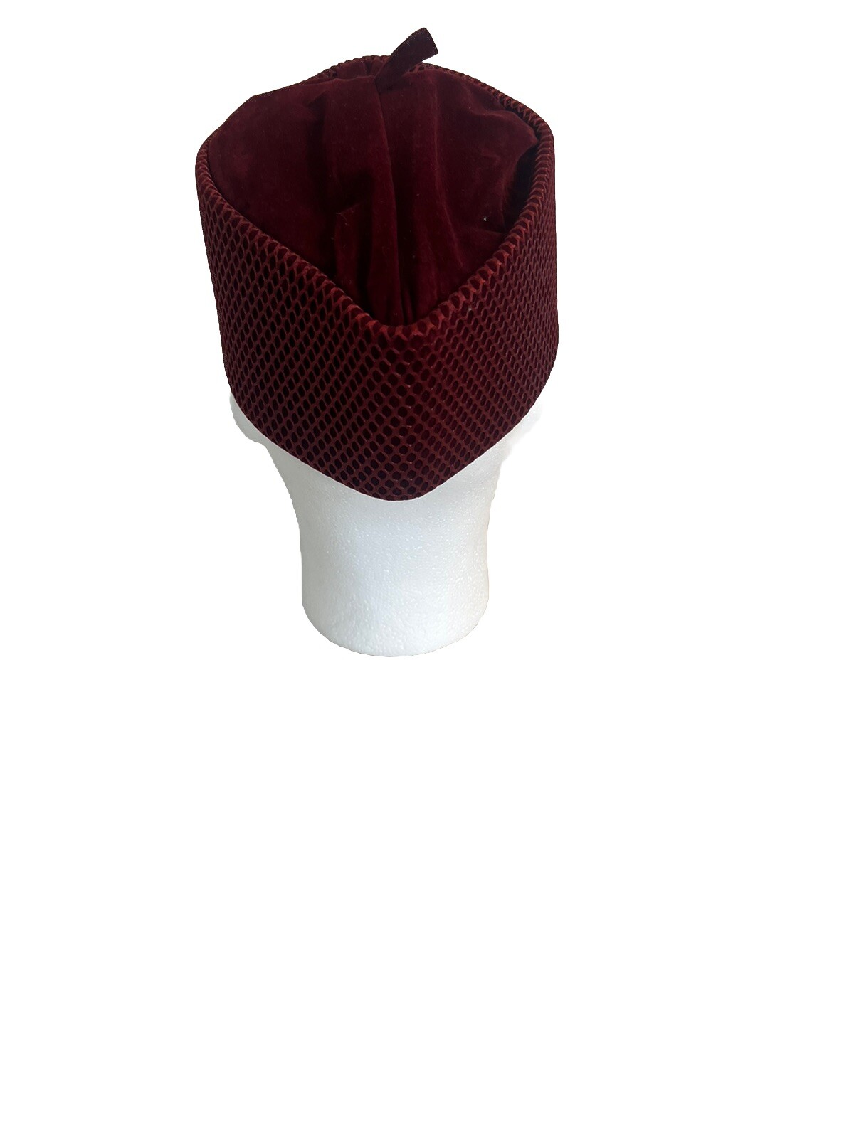 Men’s Dark Red Handmade African Traditional Mesh / Velvet Chieftaincy Hat.