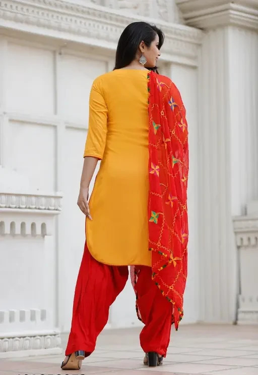 Indian Style Women’s Rayon Floral Printed Straight Kurta Pant with Dupatta