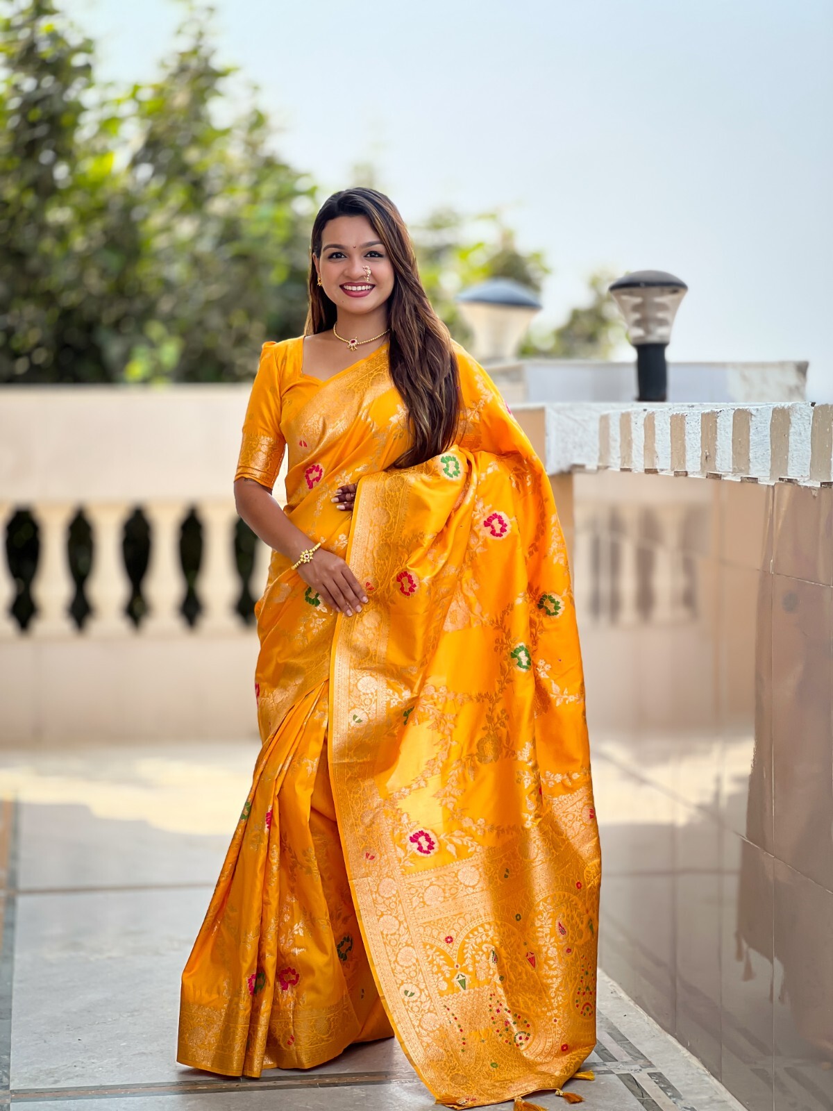 Soft Banarasi Silk Women Sari Designer Meenakari Weaving Indian Traditional Sari