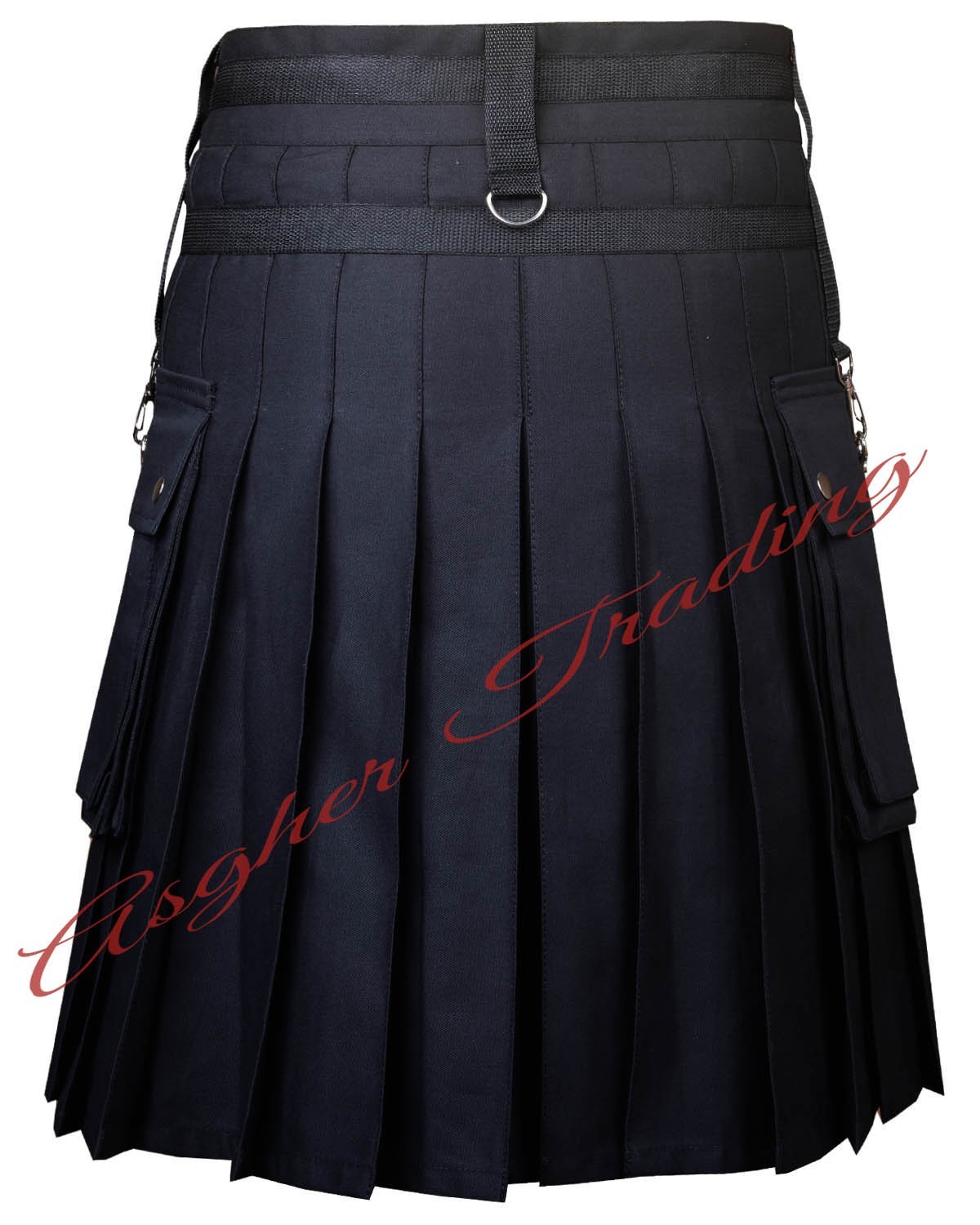 Men Blue Black Cotton Hybrid Utility Kilt Punk Goth Fashion kilts & Custom Size