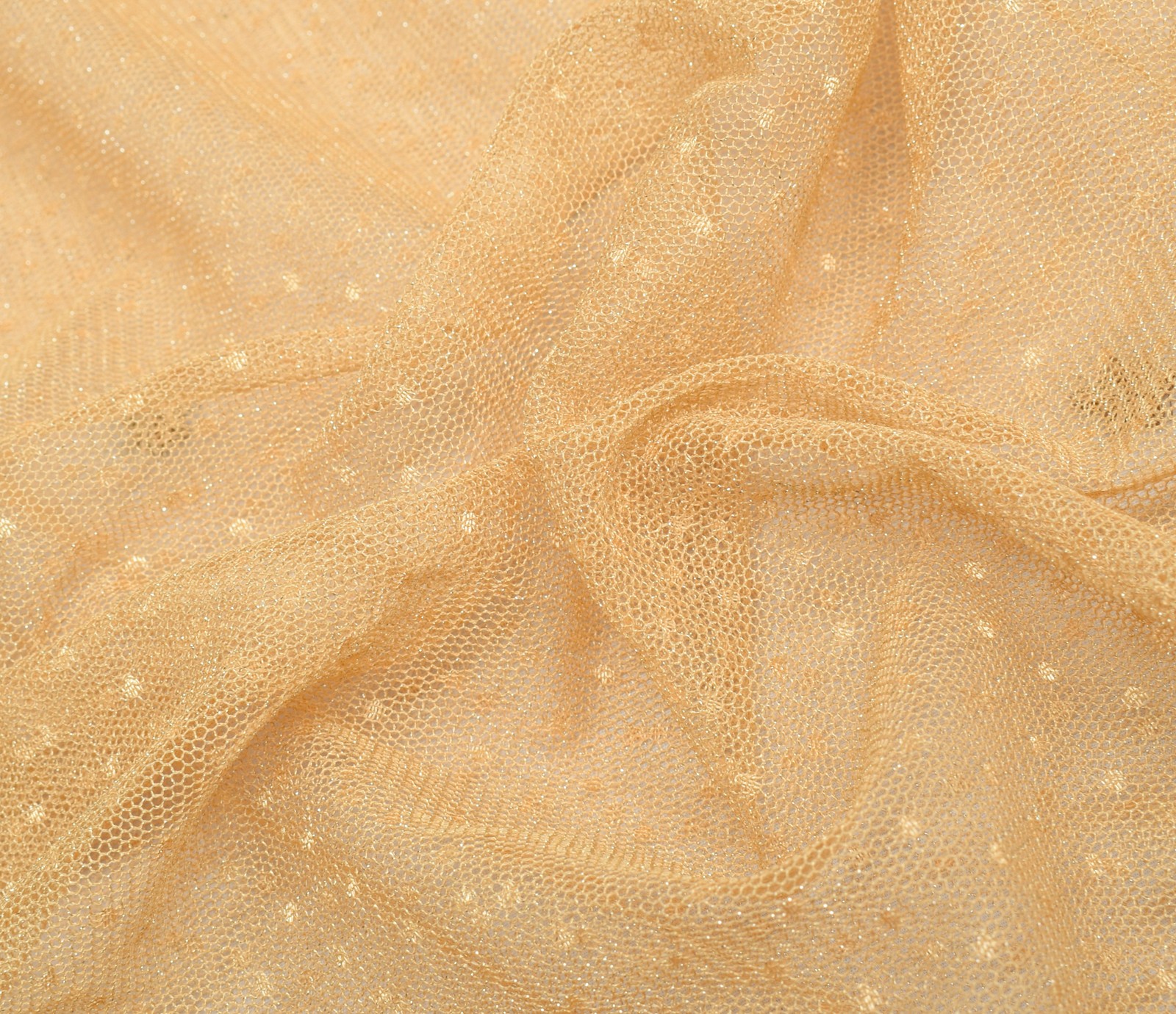 Sushila Vintage Beige Indian Saree Net Mesh Hand Beaded Floral Sari Craft Fabric