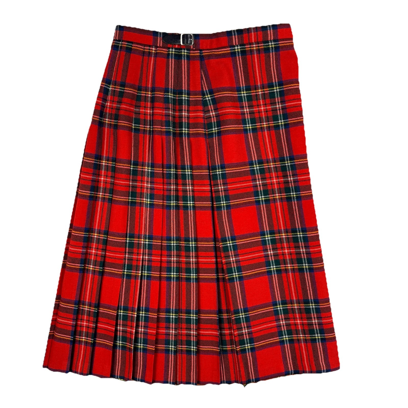 VTG Jedburgh Kiltmakers Tartan Kilt UK12 Red/Green Adjustable 100% Pure New Wool
