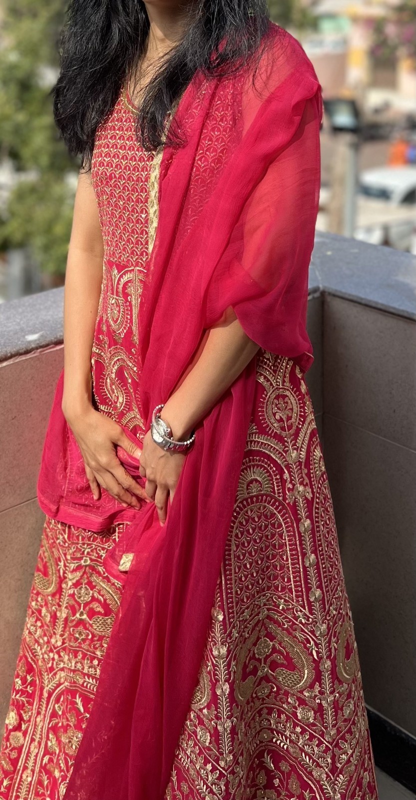 Royal Pink Viscose Georgette Anarkali