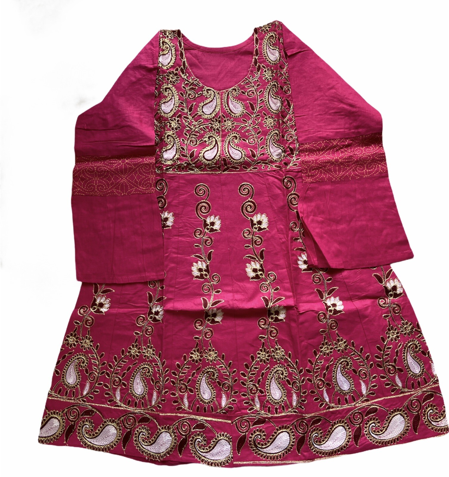 Latest Designer Women Wear Hot Pink Light Weight Voile Cotton Embroidered Kurta