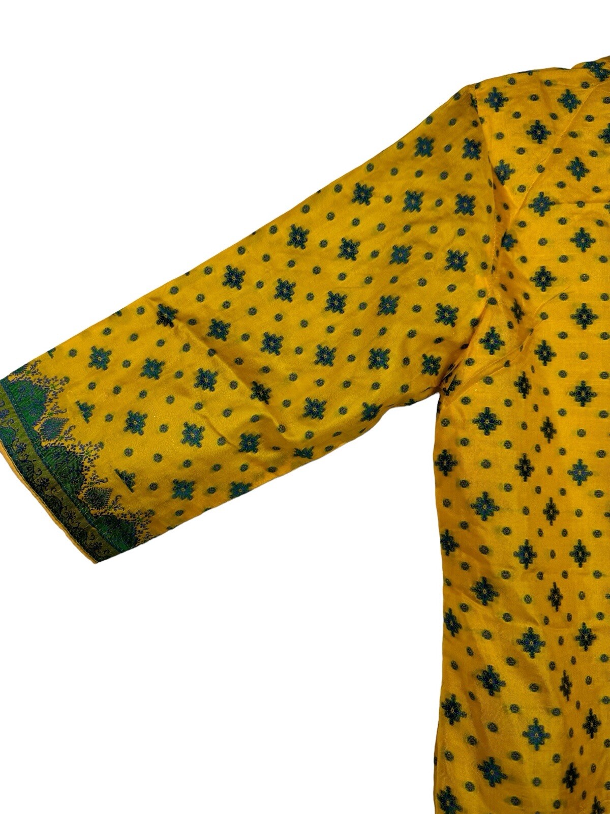 Salwar Kameez Yellow w Blue Purple Embroidery Suit Tunic Pants Dupatta Size XS