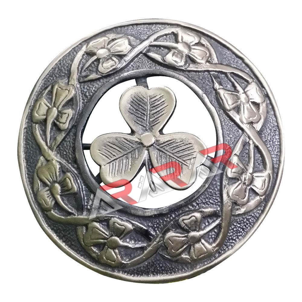 Shamrock Kilt Pin & Brooch Badge Fly Plaid High Quality Antique Finish New AAR