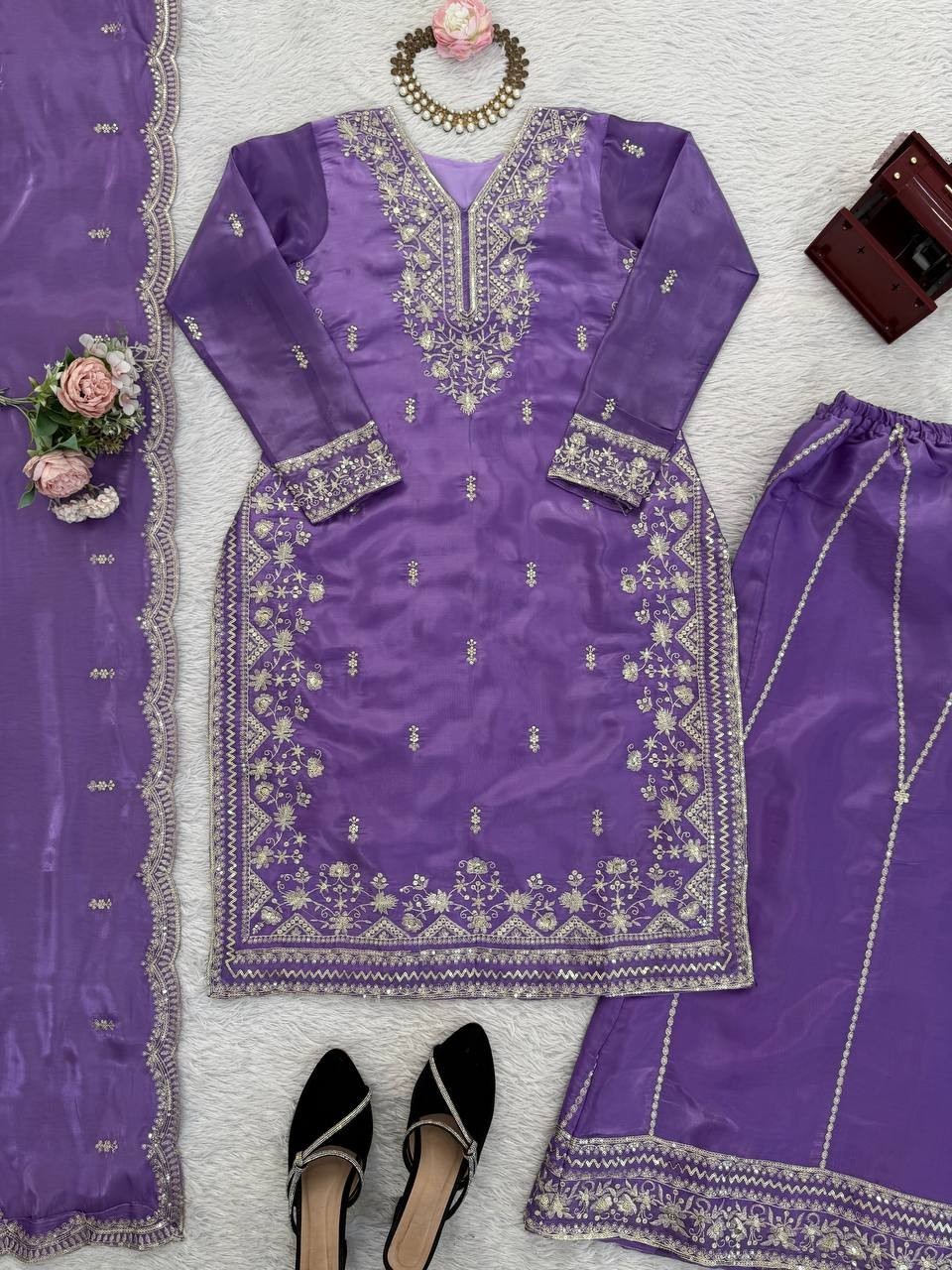 Latest Designer Faux Georgette Salwar Kameez With Dupatta For Women