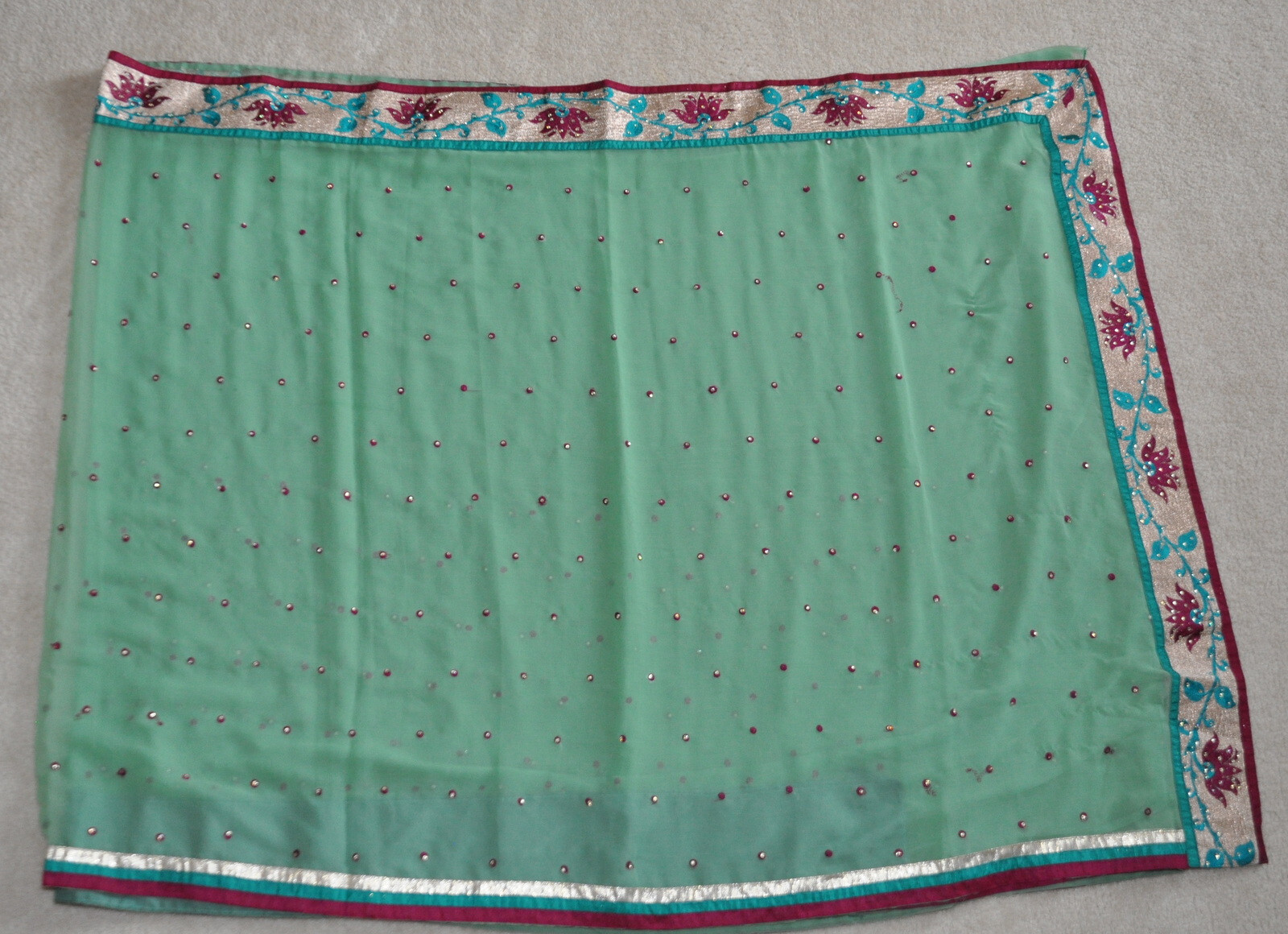 Women Saree Sari Ethnic traditional dress scarf pista green