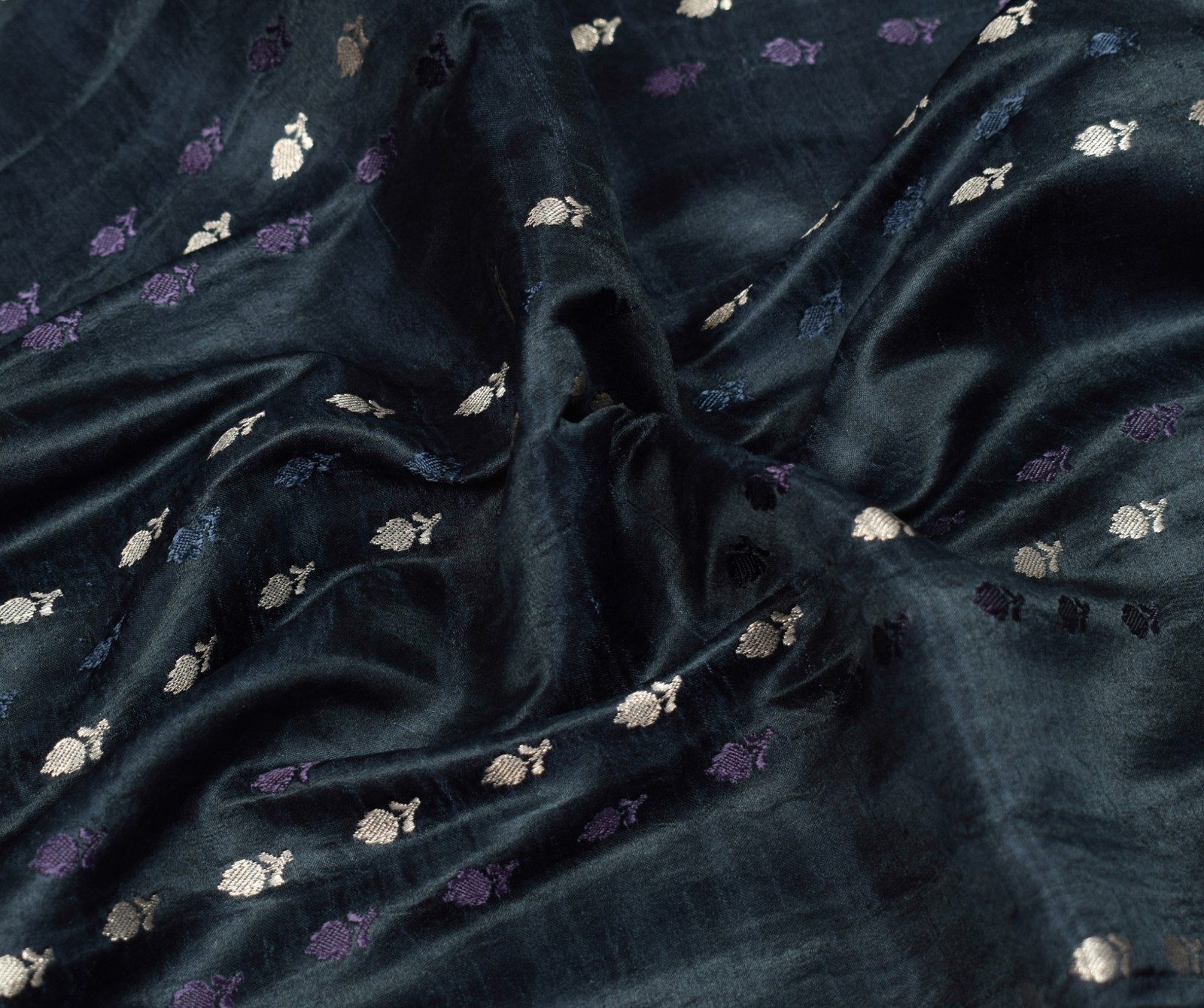 Sushila Vintage Heavy Saree Pure Satin Silk Banarasi Brocade Premium Black Sari