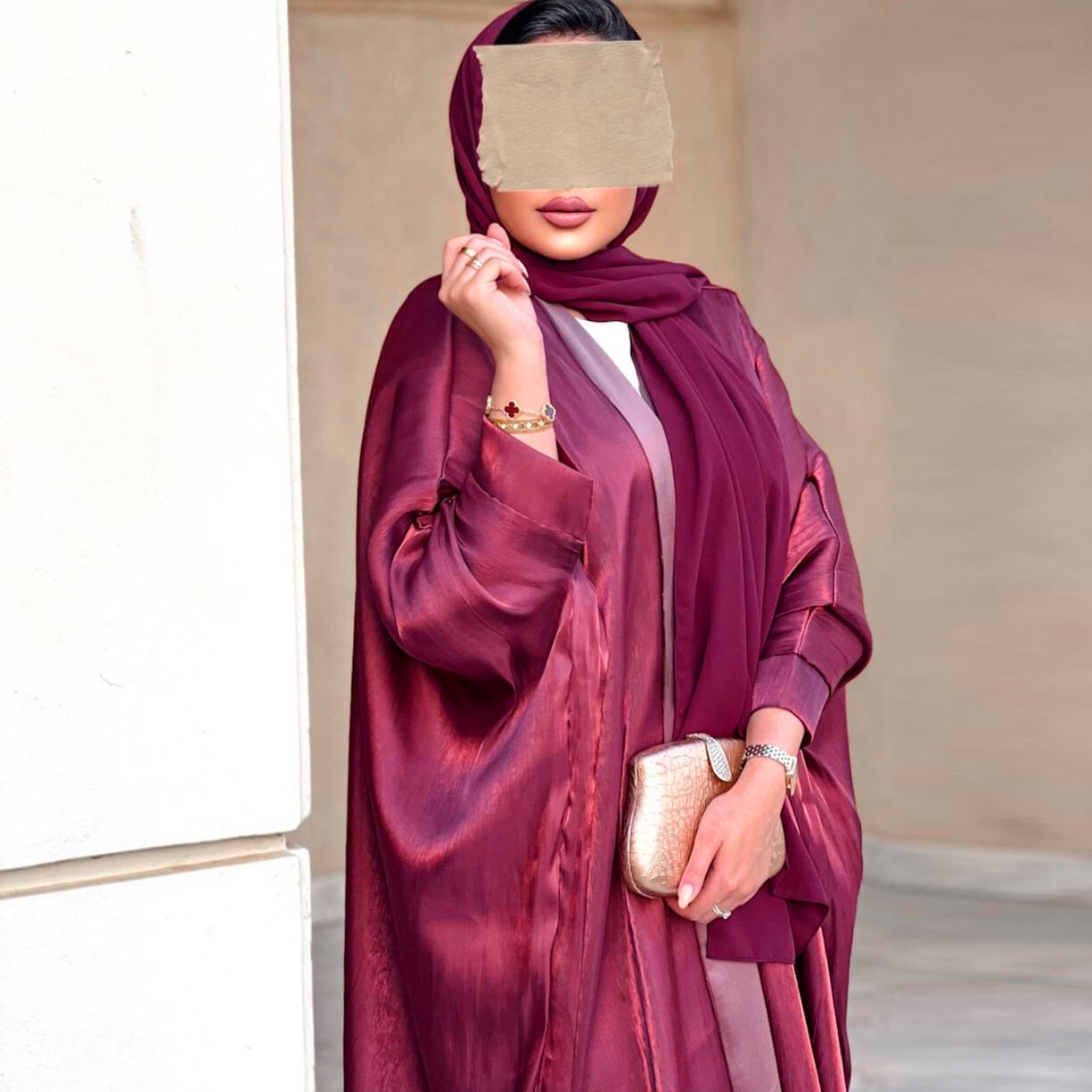 Shiny Kimono Sleeve Abaya Ethnic Dress Dubai Party Cardigan Robe Women Clothes