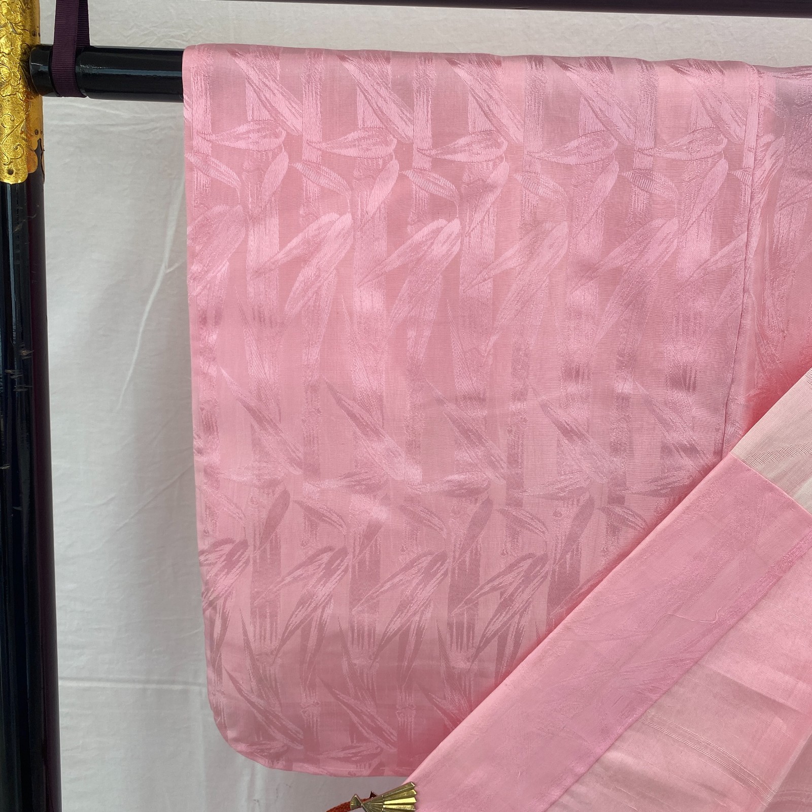 Japanese Vintage Kimono Polyester Pink No Lining Traditional Length 48 in