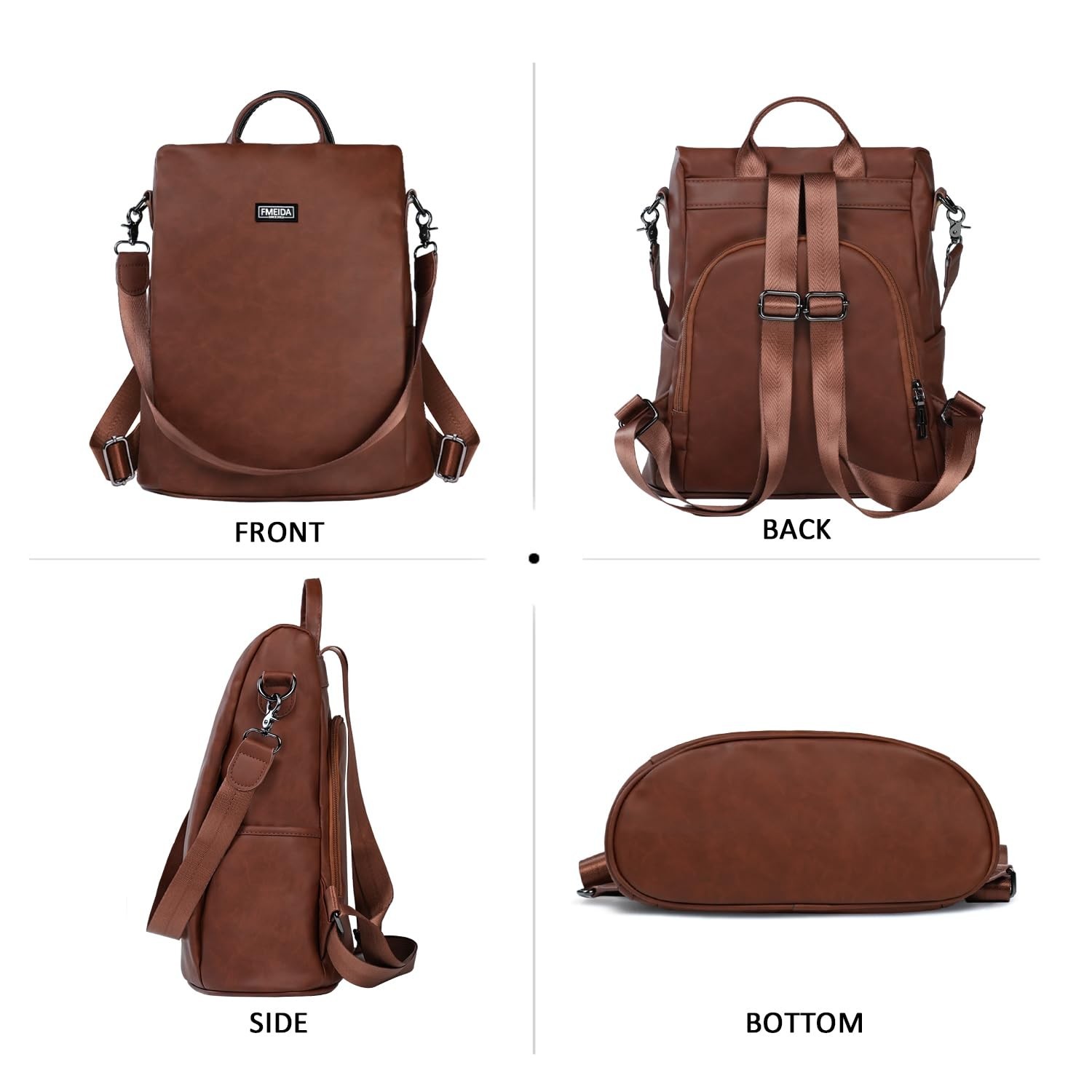 Fmeida Backpack Purse for Women PU Leather Anti Theft Backpack for Travel Con…