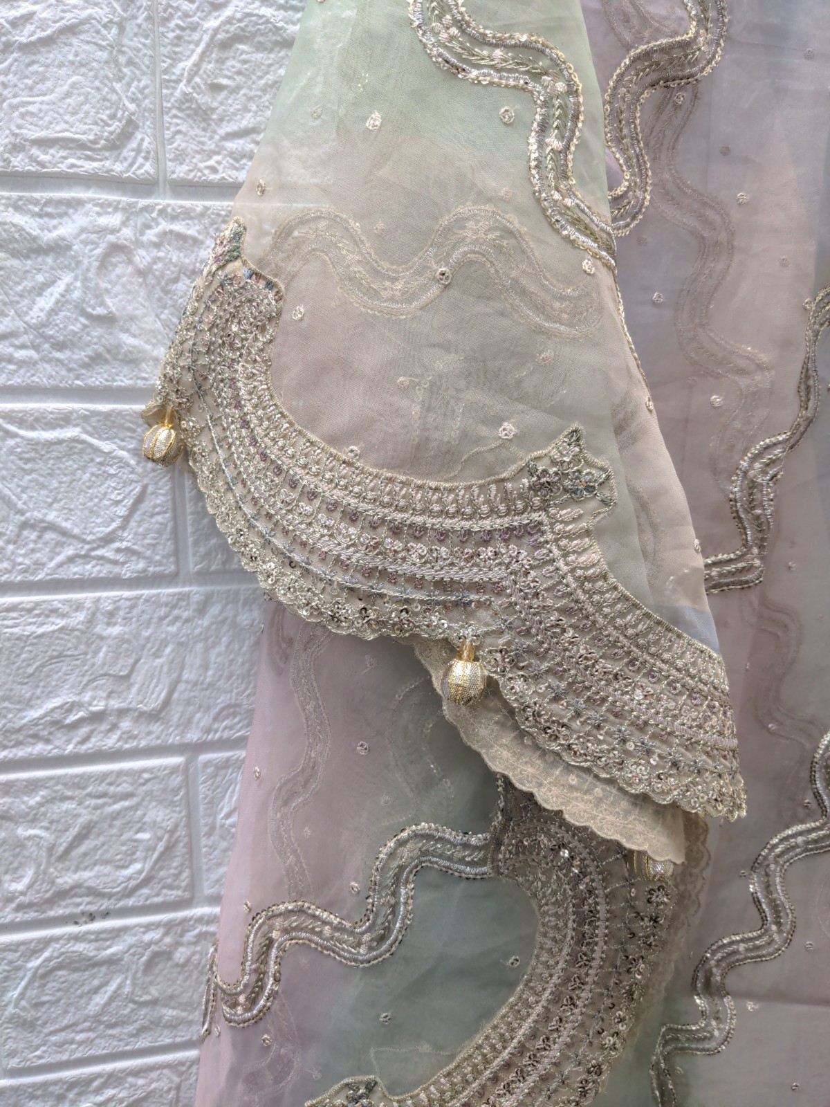 New BAROQUE Embroidered Chiffon Pakistani Wedding Dress Sz Custom Size