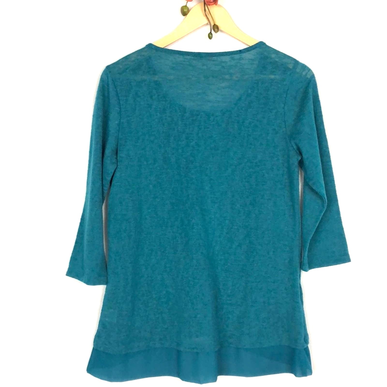 Teal Hi-Low 3/4 Sleeve Blouse sz S