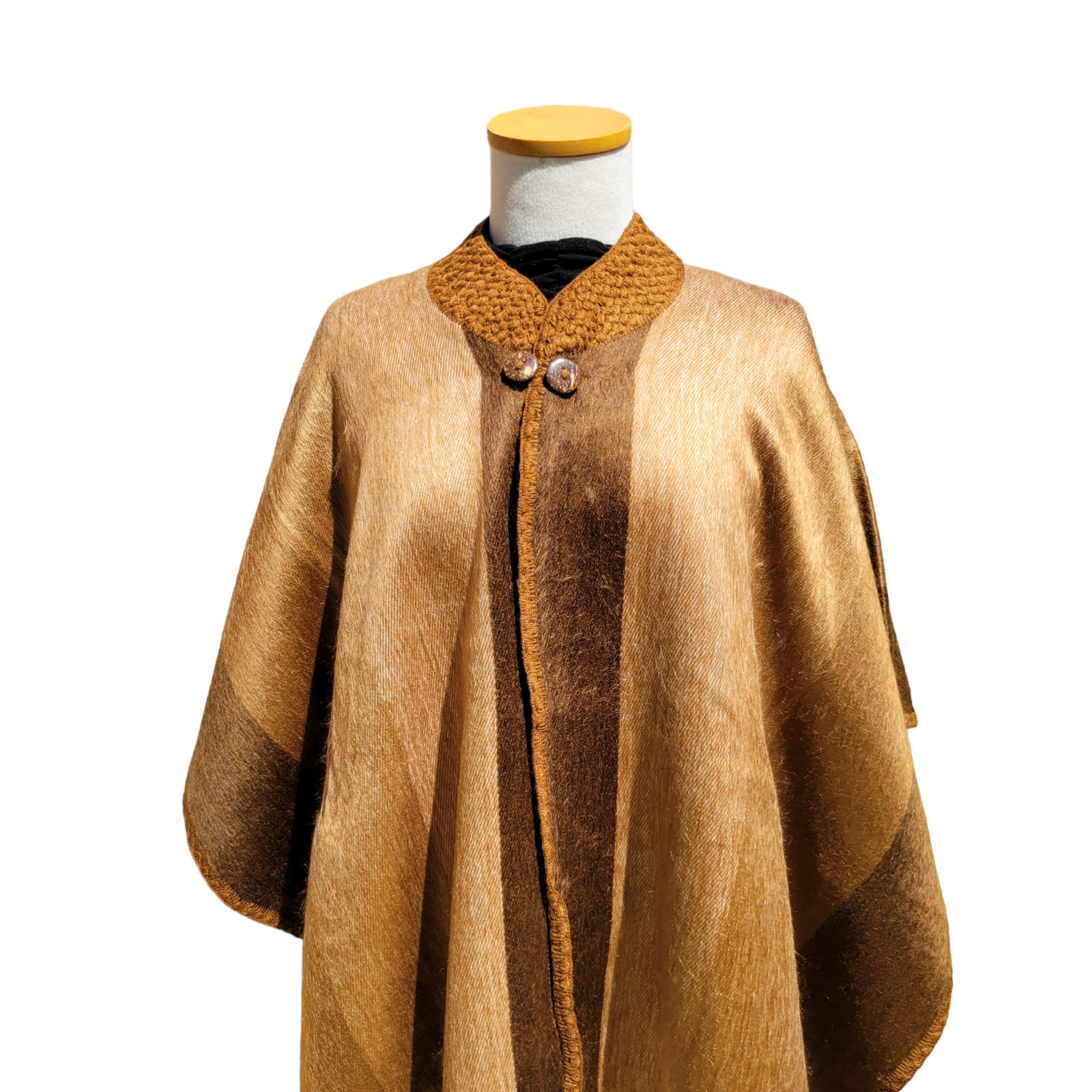 Alpaca wool unisex CAMEL brown cape made in the Andes New