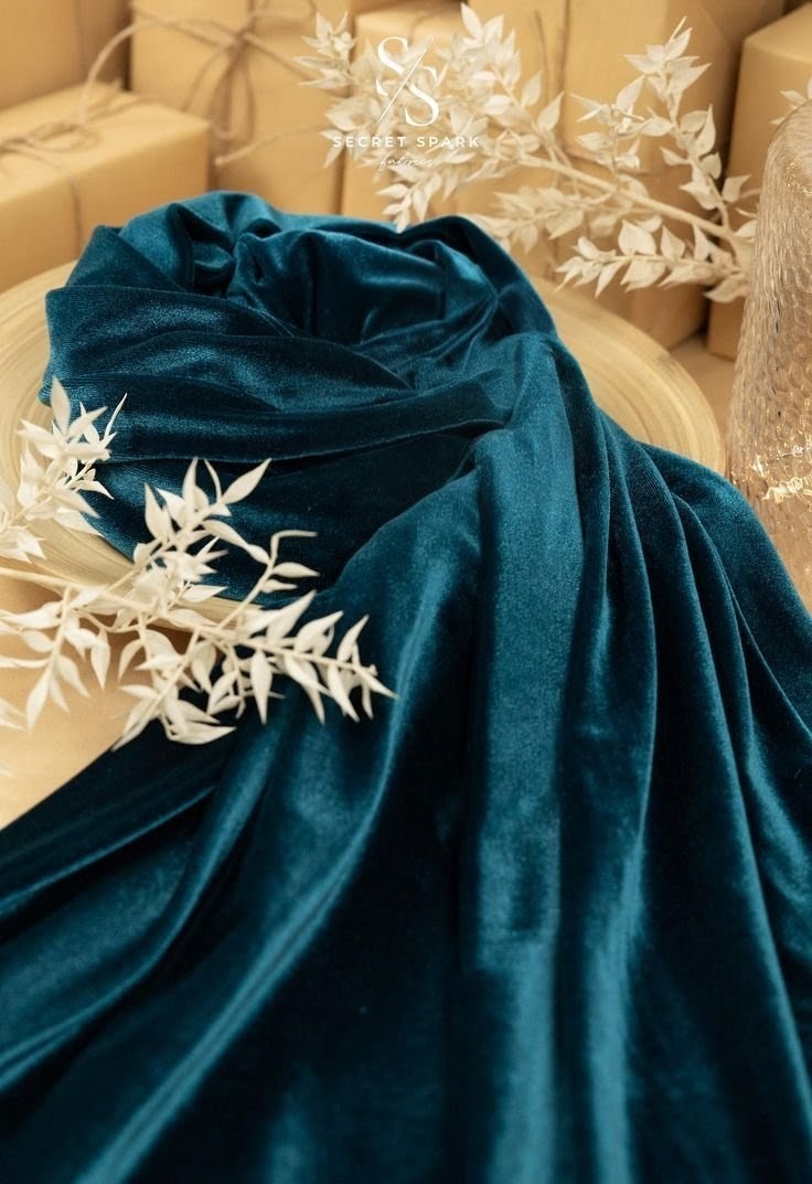 Deep Teal Silk/Rayon Blend Velvet Fabric 9/91% BTY for Apparel/Decor
