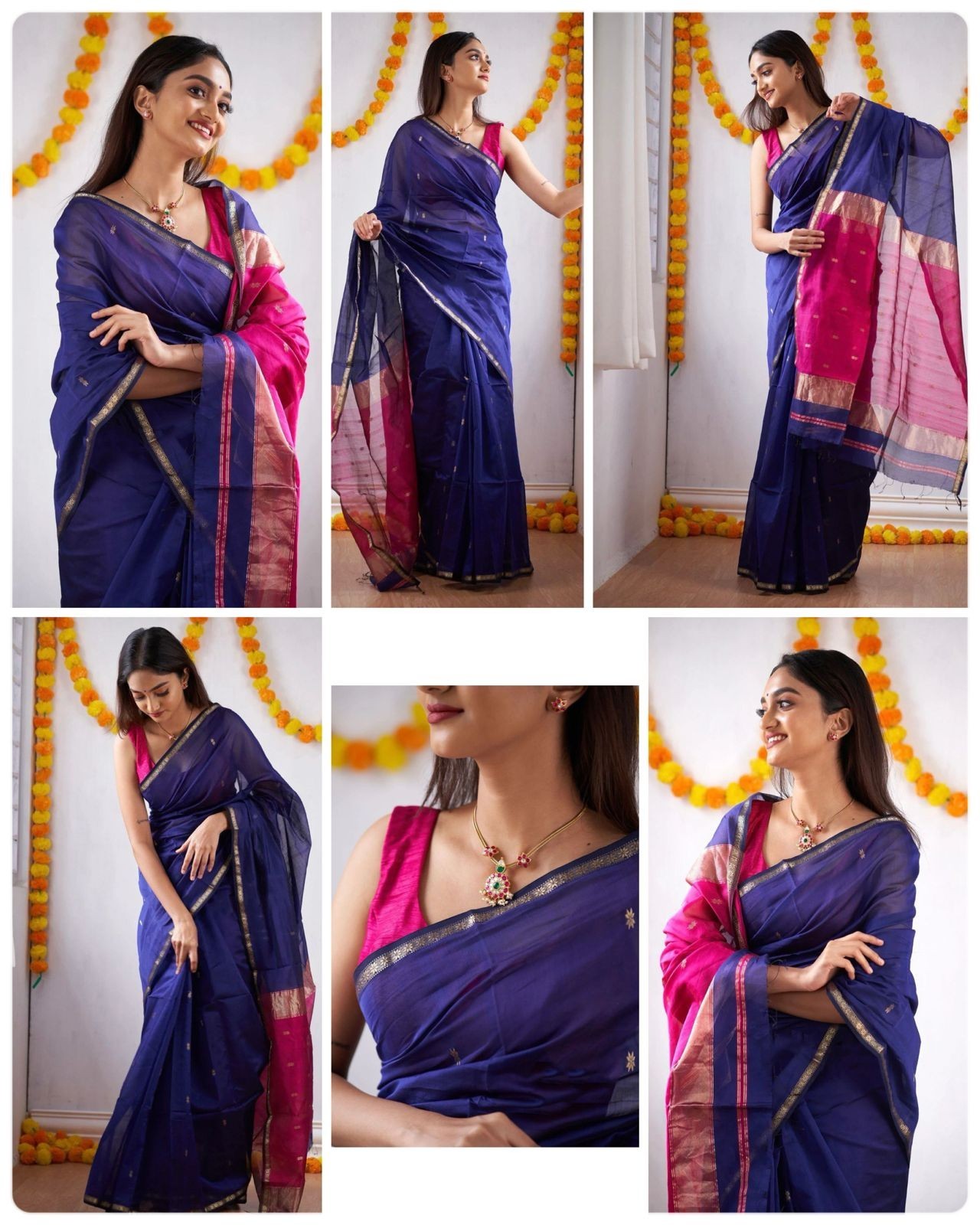 Soft Linen Slub Cotton Saree Rich Pallu Jacquard Weaving Banarasi Wedding Sari