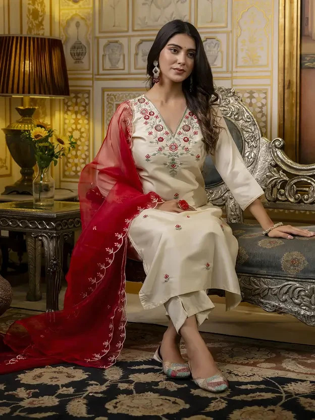 Indian Pakistani Designer Top Kurta Set Bollywood Ethnic Kurti Pant Dupatta Set