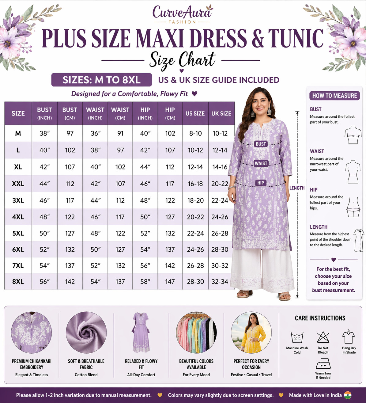 Women Chikankari Embroidered Kurti Palazzo Set Ethnic Outfit Plus Size-M to 8XL