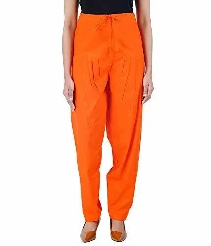Cotton Salwar Women Bottom Women Patiala Regular Paint Fit Size Salwar Orange