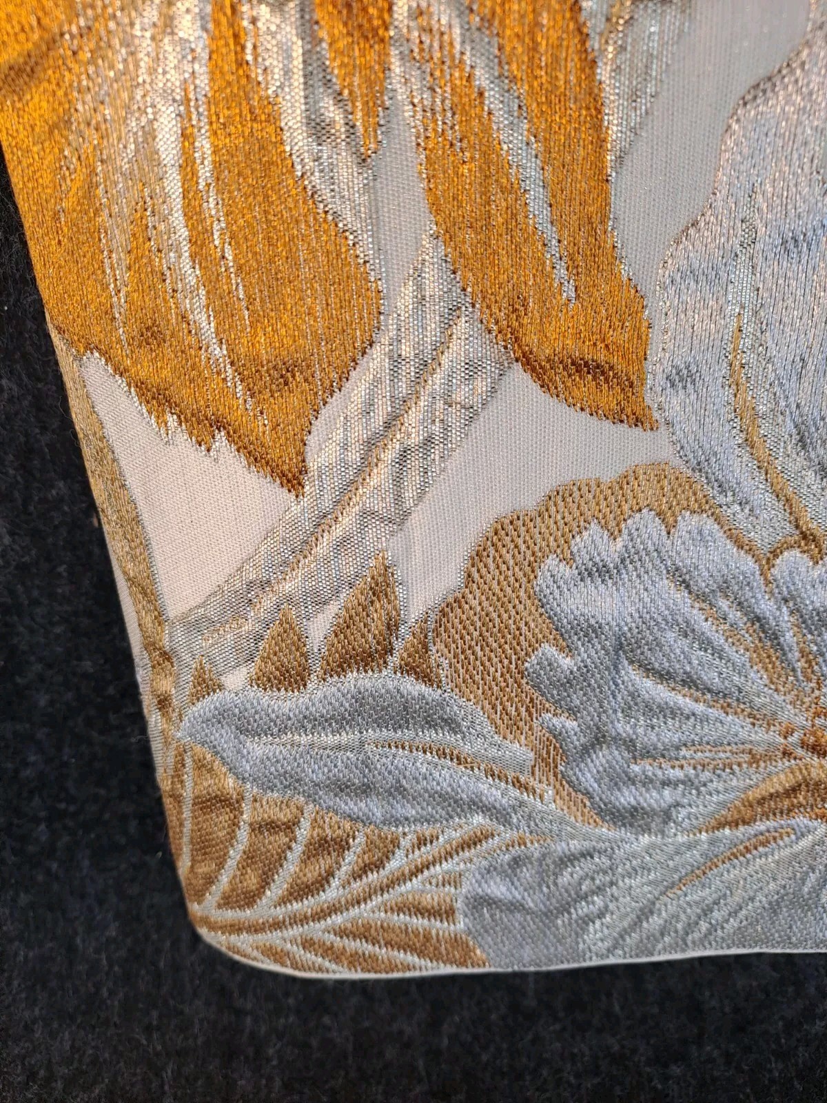 Japanese Nagoya Obi Kimono Belt Silk Gold Floral Vintage 400cm