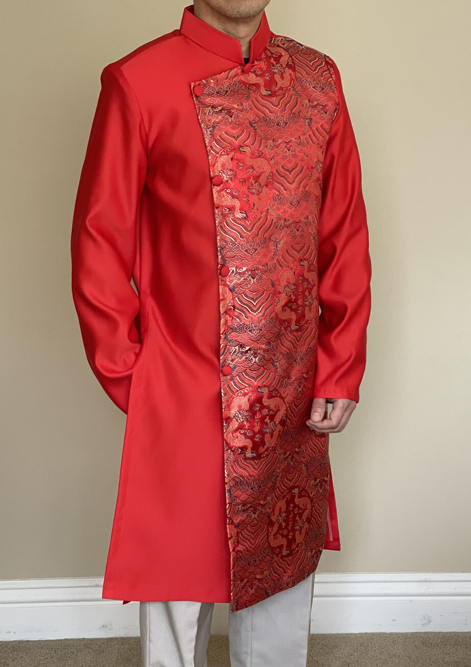 Men Vietnamse Ao Dai Cách Tân Nam Chất Liệu Vải Tatta Cao Cap Size M L Xl 2X 3X