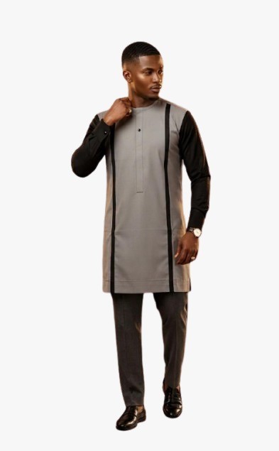 Large 2-Piece African Traditional Kaftan Set, Cotton, Long Sleeve, Regular Fit
