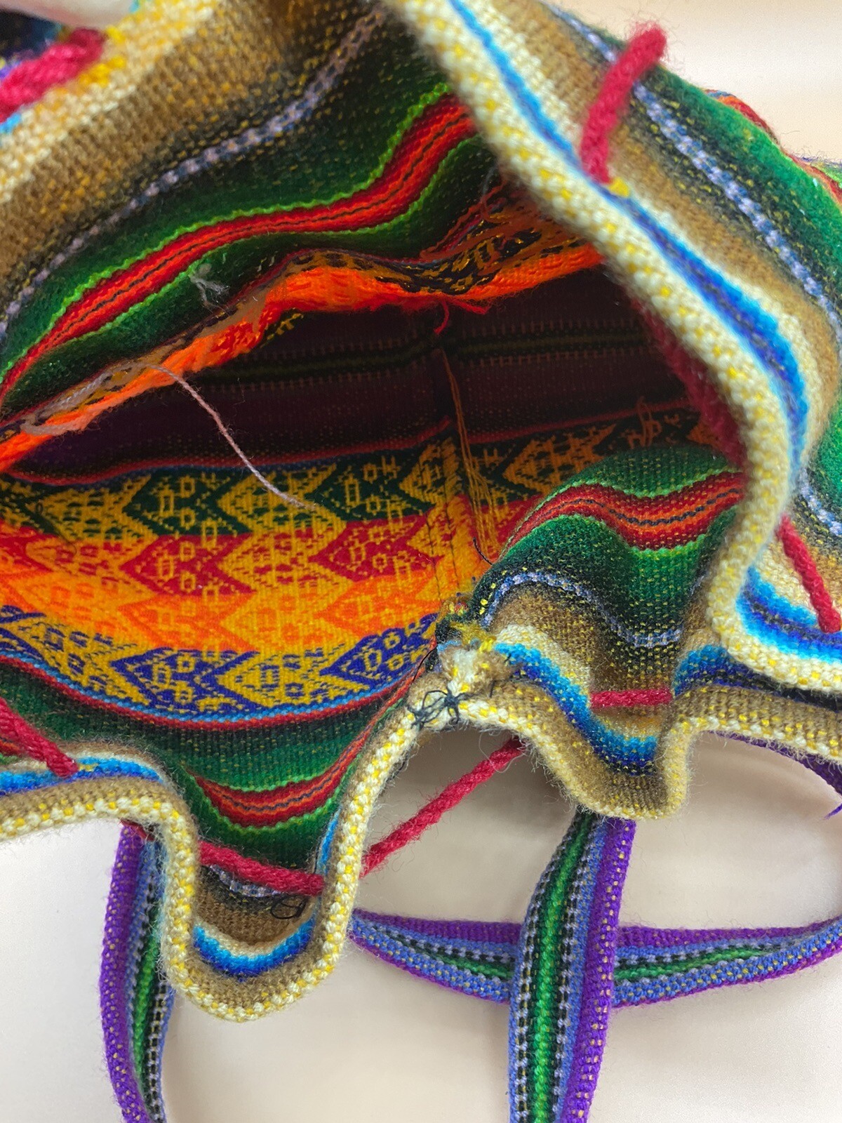 Inca Peruvian Small Backpack Embroidery Alpaca Girl Sun Woven Knapsack