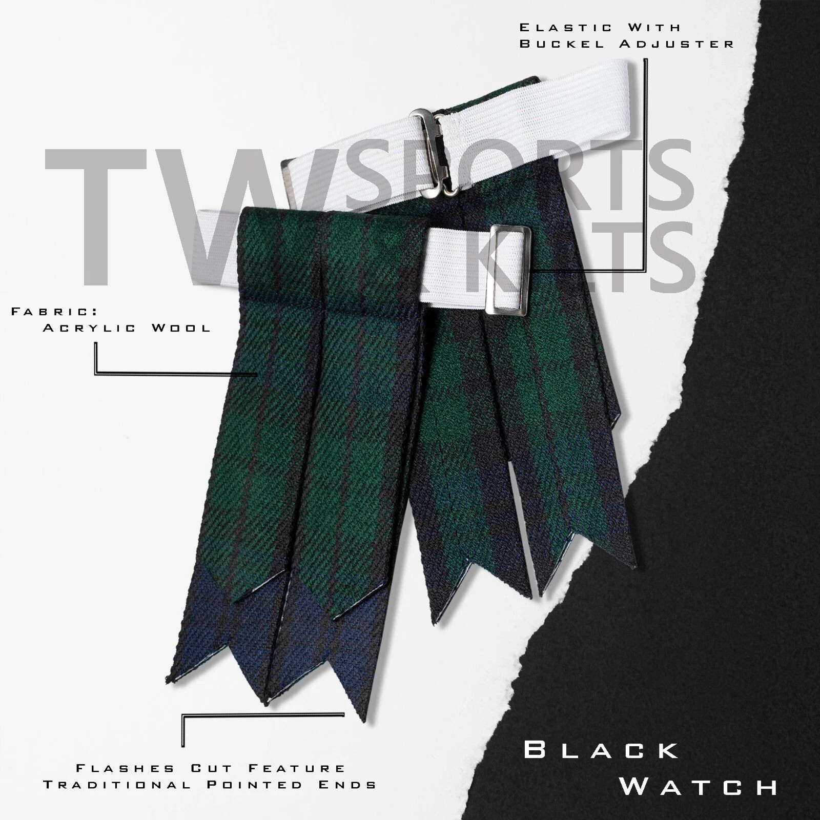 Scottish Men’s Outfit Black Watch Tartan Kilt Set – 10 Pieces Kilt Accessories