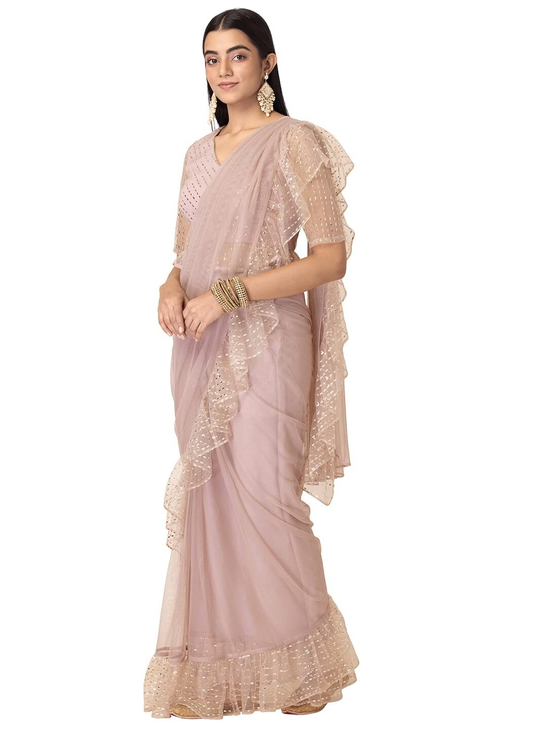 Georgette Regular Fit Womens Ankle Length Draped Saree