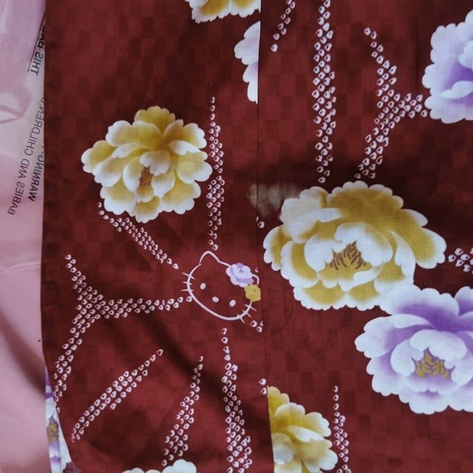 Hello Kitty Yukata Kimono Women Robe Japan Brown Floral Peony Kawaii Sanrio Y2K