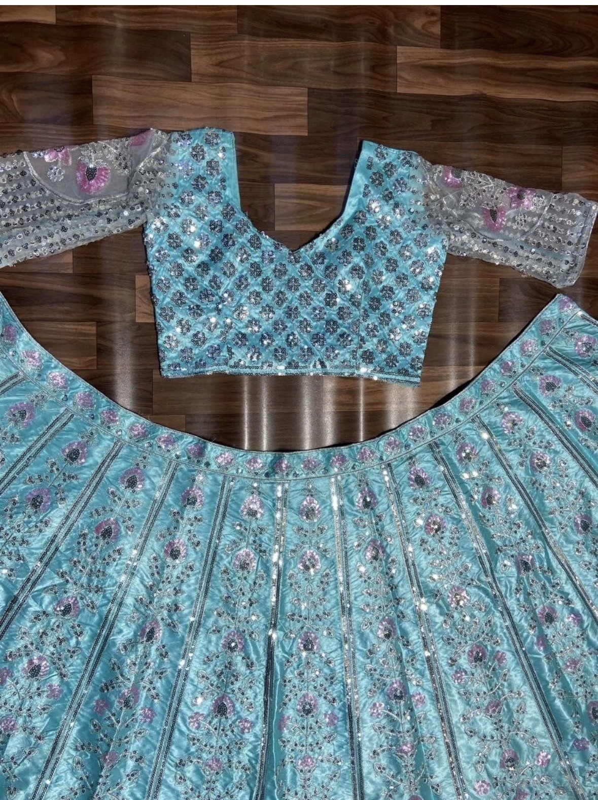 Lehenga New Bollywood Wedding Designer Party Wear Sky Blue Lehenga Choli