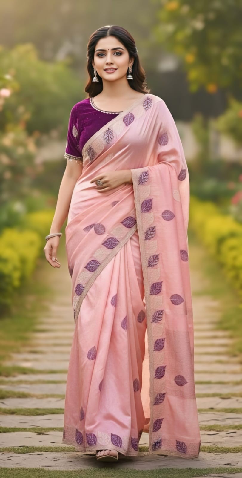 Indian Bollywood Soft Fandy Saree Wedding Party Wear Sari With FullStitch Blouse