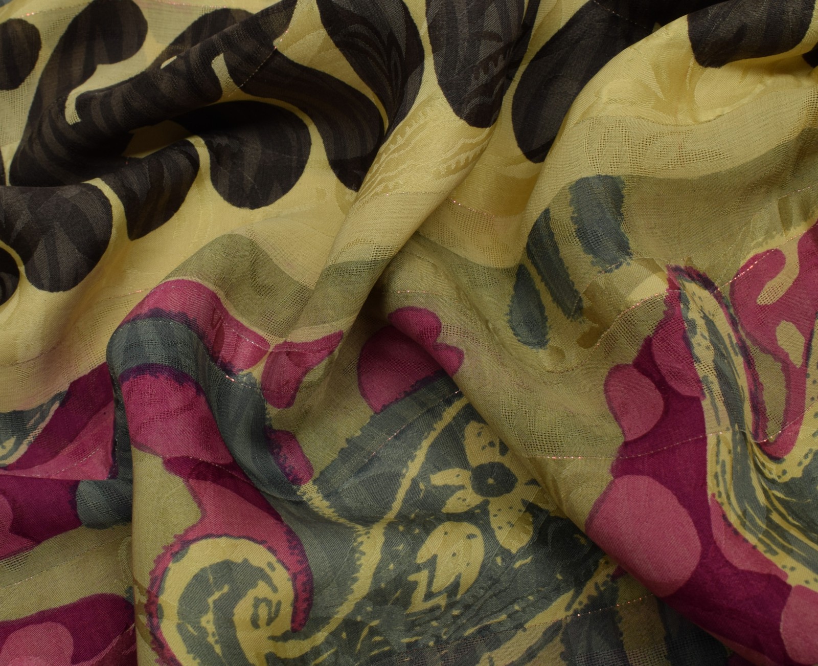 Sushila Vintage Multi-Color Sari Pure Georgette Silk Printed 5 YD Craft Fabric