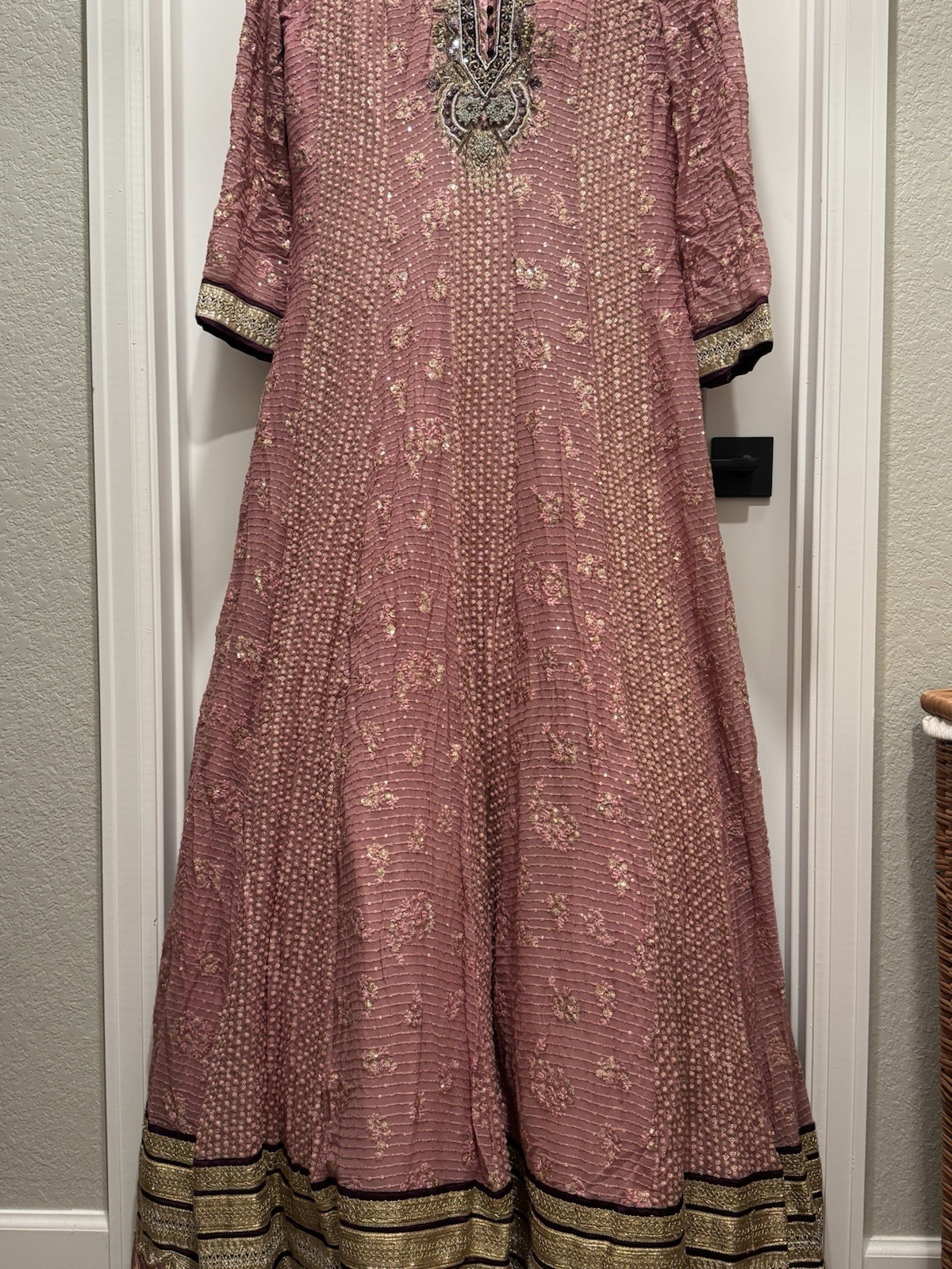 Neerus Indian Ethnic Designer Pink Anarkali Floor Length Gown XL New With Tags